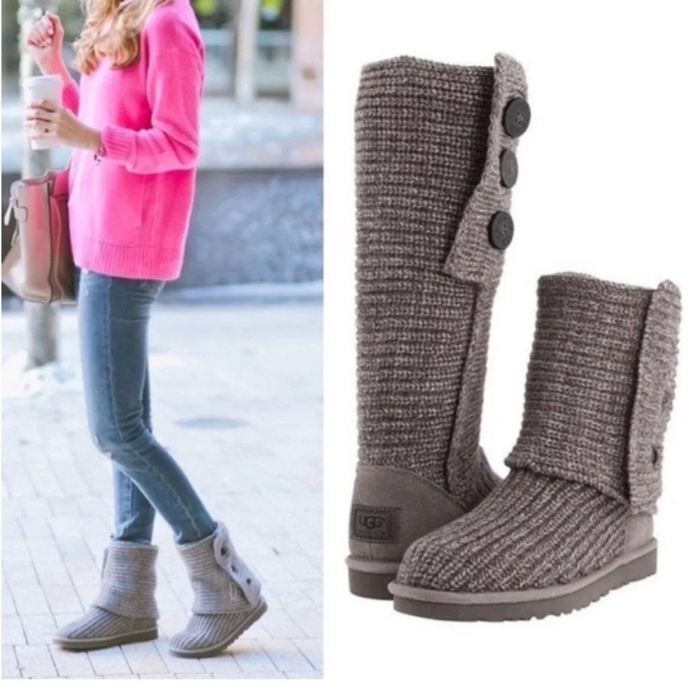 Ugg Classic Knit Cardy Sweater Boots Size 6
